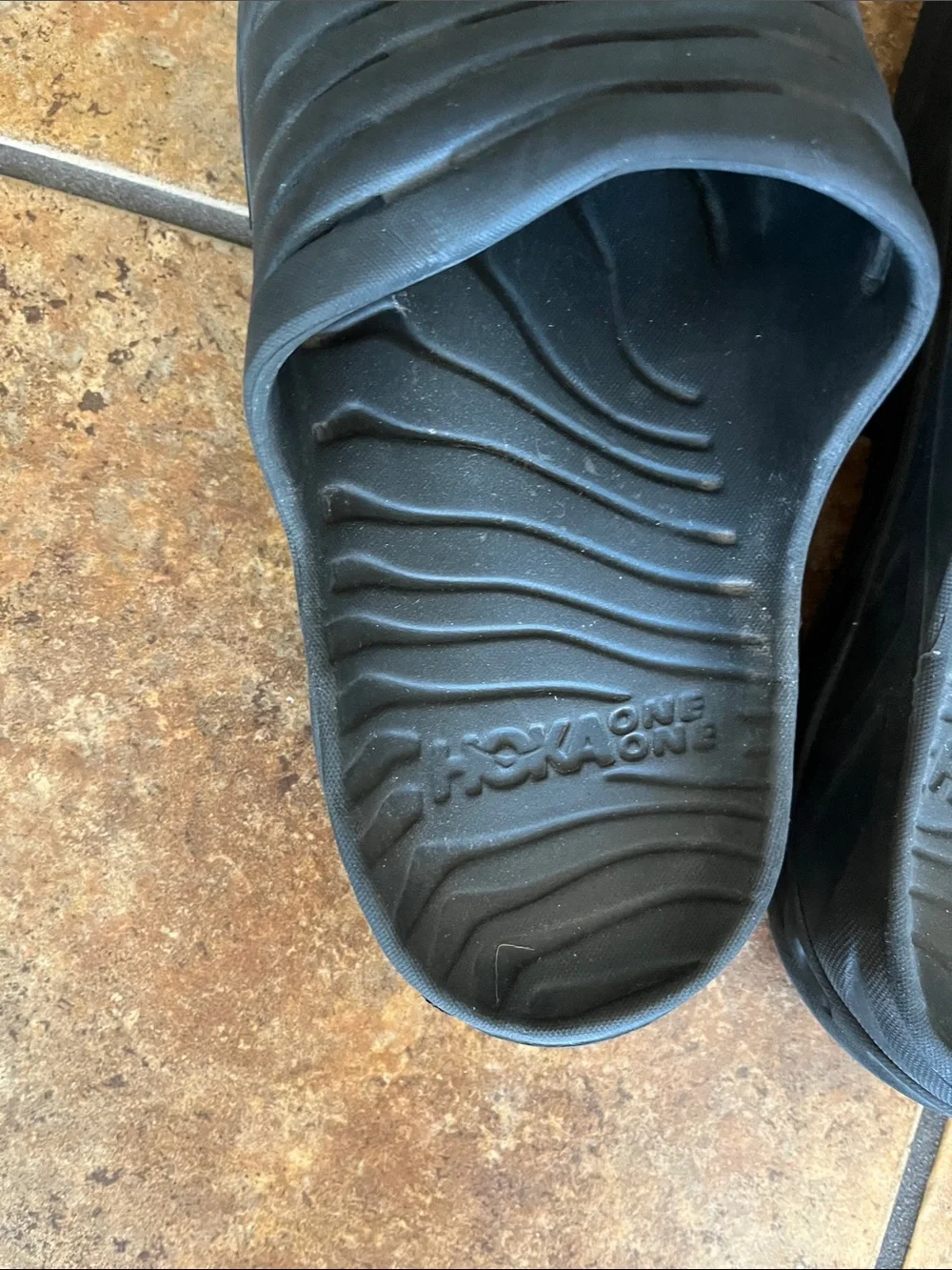 Hoka One One Black Recovery Slide Sandals for Men Size 12